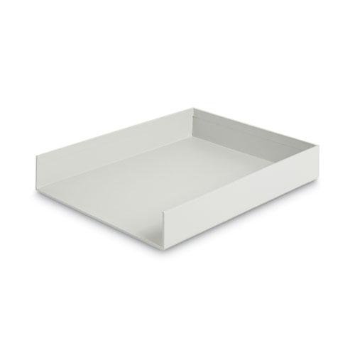 Four-Piece Desk Organization Kit, Magazine Holder/Paper Tray/Pencil Cup/Storage Bin, Chipboard, Gray. Picture 2