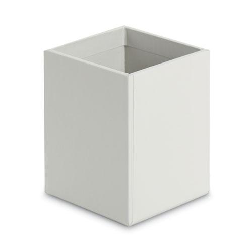 Four-Piece Desk Organization Kit, Magazine Holder/Paper Tray/Pencil Cup/Storage Bin, Chipboard, Gray. Picture 3