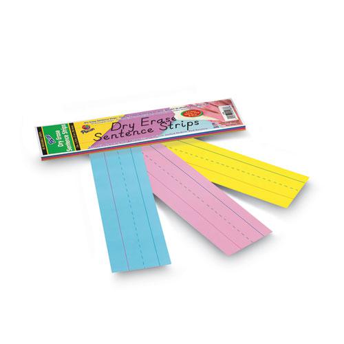 Dry Erase Sentence Strips, 12 x 3, Blue; Pink; Yellow, 30/Pack. Picture 2