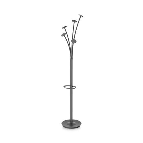 Festival Coat Stand with Umbrella Holder, Five Knobs, 14w x 14d x 73.67h, Black. Picture 1