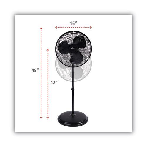 16" 3-Speed Oscillating Pedestal Stand Fan, Metal, Plastic, Black. Picture 2