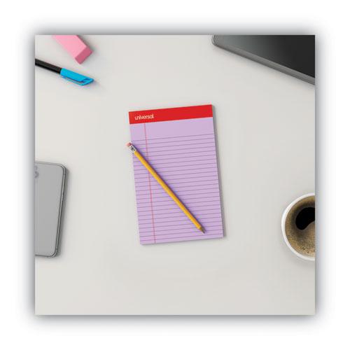 Colored Perforated Ruled Writing Pads, Narrow Rule, 50 Orchid 5 x 8 Sheets, Dozen. Picture 7
