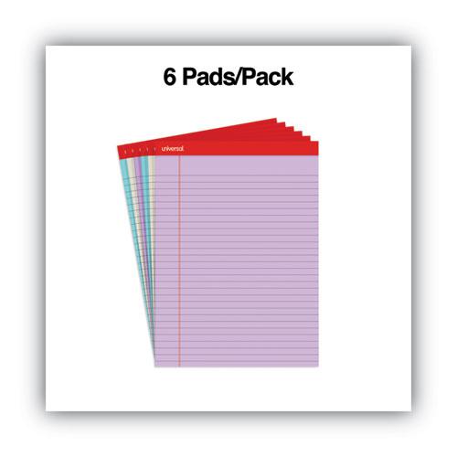 Colored Perforated Ruled Writing Pads, Wide/Legal Rule, 50 Assorted Color 8.5 x 11.75 Sheets, 6/Pack. Picture 2