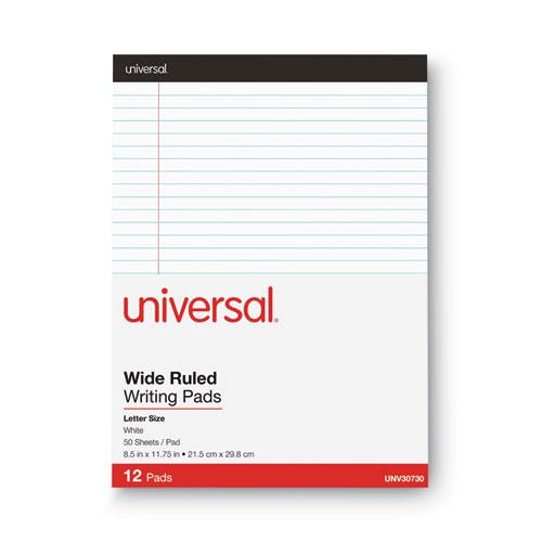Premium Ruled Writing Pads with Heavy-Duty Back, Wide/Legal Rule, Black Headband, 50 White 8.5 x 11 Sheets, 12/Pack. Picture 2