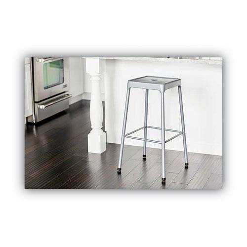 Counter-Height Steel Stool, Backless, Supports Up to 250 lb, 25" Seat Height, Silver. Picture 3