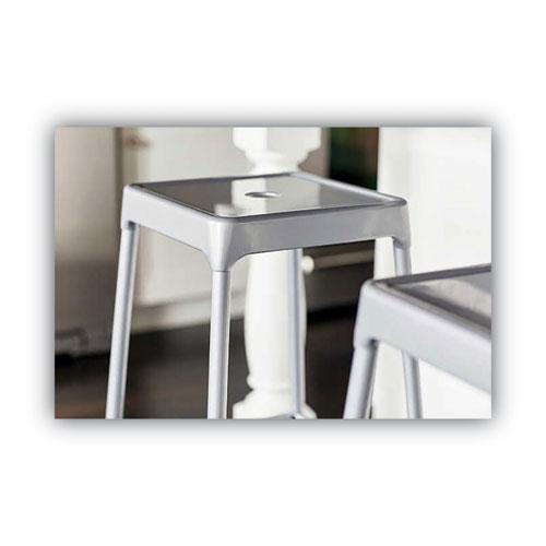 Counter-Height Steel Stool, Backless, Supports Up to 250 lb, 25" Seat Height, Silver. Picture 5