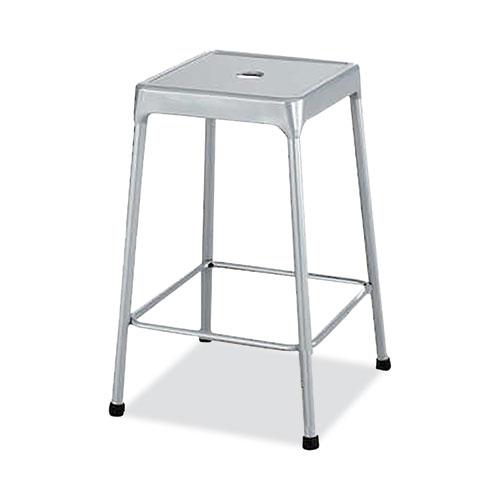 Counter-Height Steel Stool, Backless, Supports Up to 250 lb, 25" Seat Height, Silver. Picture 2