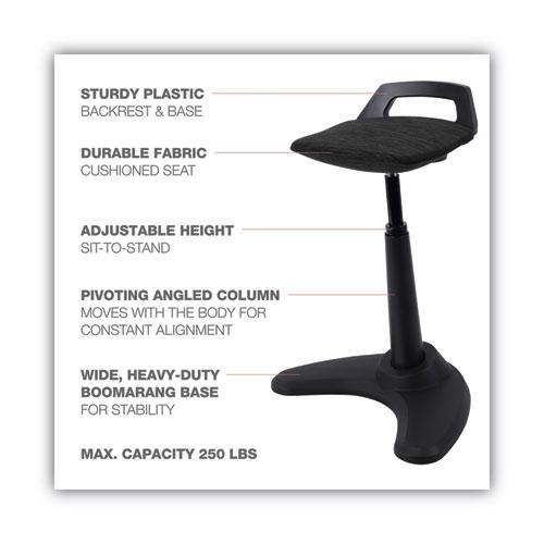 Alera AdaptivErgo Sit to Stand Perch Stool, Supports Up to 250 lb, Black. Picture 2