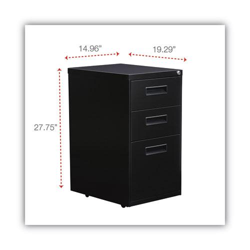 File Pedestal, Left or Right, 3-Drawers: Box/Box/File, Legal/Letter, Black, 14.96" x 19.29" x 27.75". Picture 3