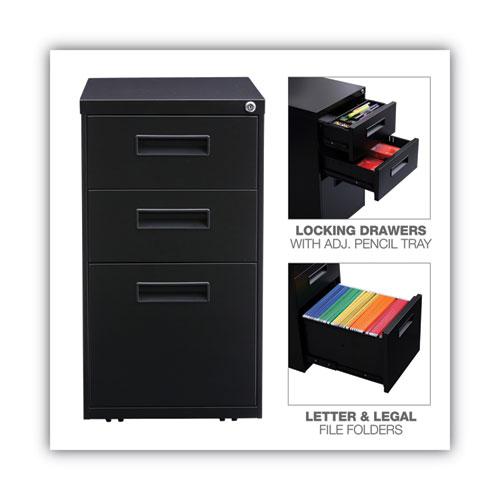 File Pedestal, Left or Right, 3-Drawers: Box/Box/File, Legal/Letter, Black, 14.96" x 19.29" x 27.75". Picture 4