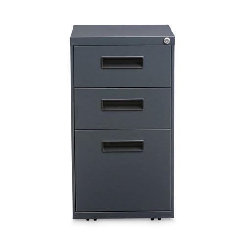 File Pedestal, Left or Right, 3-Drawers: Box/Box/File, Legal/Letter, Charcoal, 14.96" x 19.29" x 27.75". Picture 2