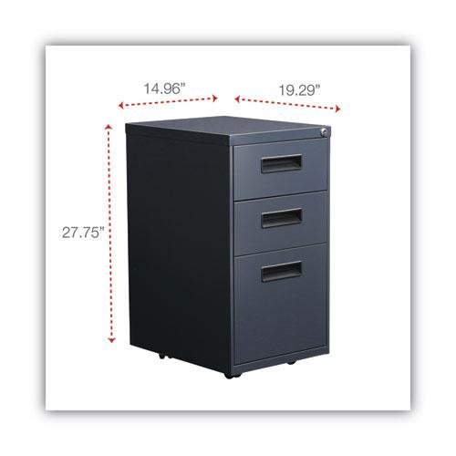File Pedestal, Left or Right, 3-Drawers: Box/Box/File, Legal/Letter, Charcoal, 14.96" x 19.29" x 27.75". Picture 3