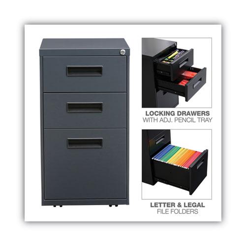 File Pedestal, Left or Right, 3-Drawers: Box/Box/File, Legal/Letter, Charcoal, 14.96" x 19.29" x 27.75". Picture 4