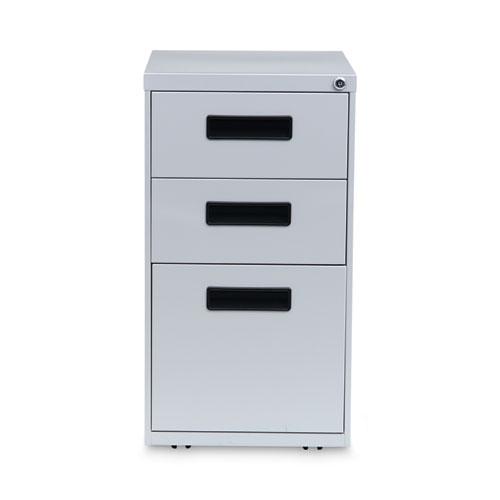 File Pedestal, Left or Right, 3-Drawers: Box/Box/File, Legal/Letter, Light Gray, 14.96" x 19.29" x 27.75". Picture 2