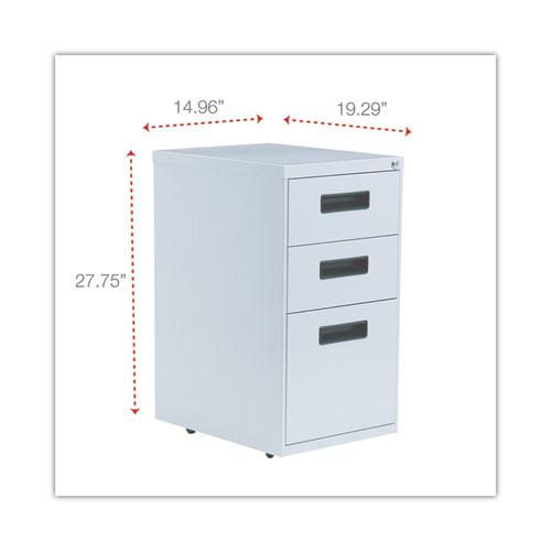 File Pedestal, Left or Right, 3-Drawers: Box/Box/File, Legal/Letter, Light Gray, 14.96" x 19.29" x 27.75". Picture 3