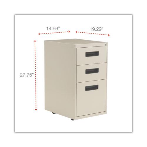 File Pedestal, Left or Right, 3-Drawers: Box/Box/File, Legal/Letter, Putty, 14.96" x 19.29" x 27.75". Picture 3
