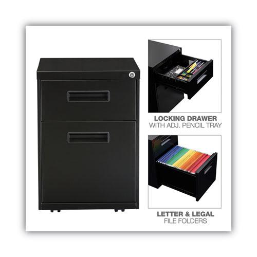 File Pedestal, Left or Right, 2-Drawers: Box/File, Legal/Letter, Black, 14.96" x 19.29" x 21.65". Picture 4