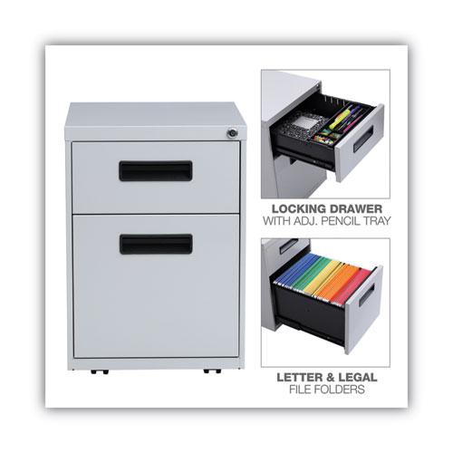 File Pedestal, Left or Right, 2-Drawers: Box/File, Legal/Letter, Light Gray, 14.96" x 19.29" x 21.65". Picture 4