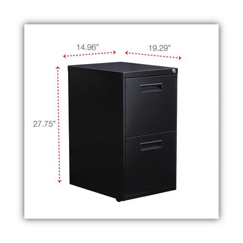 File Pedestal, Left or Right, 2 Legal/Letter-Size File Drawers, Black, 14.96" x 19.29" x 27.75". Picture 3