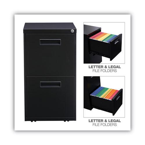 File Pedestal, Left or Right, 2 Legal/Letter-Size File Drawers, Black, 14.96" x 19.29" x 27.75". Picture 4