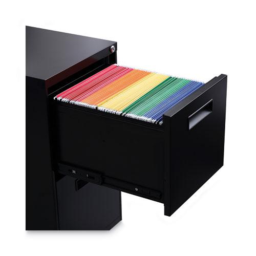File Pedestal, Left or Right, 2 Legal/Letter-Size File Drawers, Black, 14.96" x 19.29" x 27.75". Picture 5