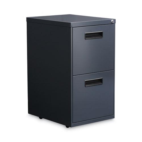 File Pedestal, Left or Right, 2 Legal/Letter-Size File Drawers, Charcoal, 14.96" x 19.29" x 27.75". Picture 1