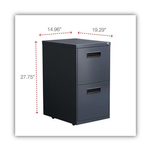 File Pedestal, Left or Right, 2 Legal/Letter-Size File Drawers, Charcoal, 14.96" x 19.29" x 27.75". Picture 3