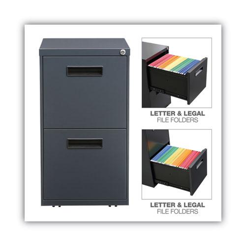 File Pedestal, Left or Right, 2 Legal/Letter-Size File Drawers, Charcoal, 14.96" x 19.29" x 27.75". Picture 4