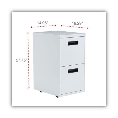 File Pedestal, Left or Right, 2 Legal/Letter-Size File Drawers, Light Gray, 14.96" x 19.29" x 27.75". Picture 3
