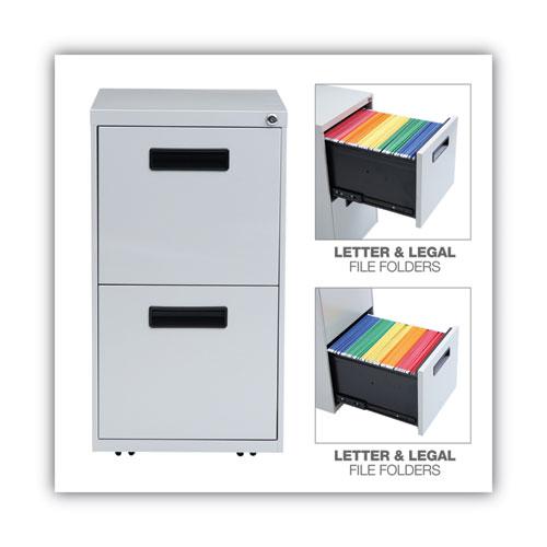 File Pedestal, Left or Right, 2 Legal/Letter-Size File Drawers, Light Gray, 14.96" x 19.29" x 27.75". Picture 4