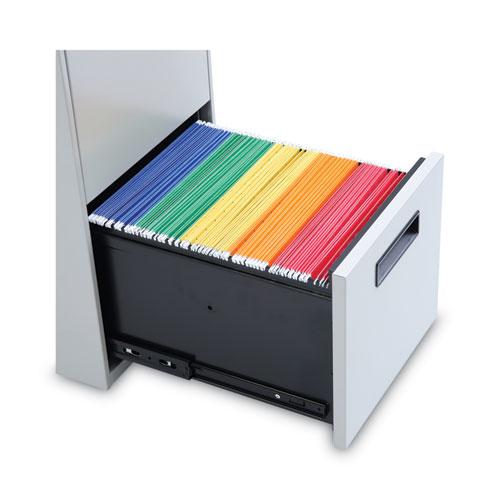 File Pedestal, Left or Right, 2 Legal/Letter-Size File Drawers, Light Gray, 14.96" x 19.29" x 27.75". Picture 6