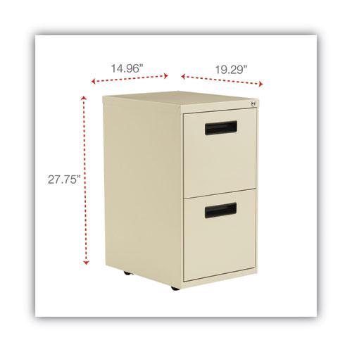 File Pedestal, Left or Right, 2 Legal/Letter-Size File Drawers, Putty, 14.96" x 19.29" x 27.75". Picture 3