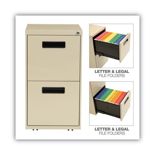 File Pedestal, Left or Right, 2 Legal/Letter-Size File Drawers, Putty, 14.96" x 19.29" x 27.75". Picture 4