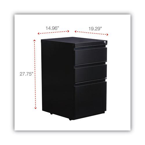 File Pedestal with Full-Length Pull, Left or Right, 3-Drawers: Box/Box/File, Legal/Letter, Black, 14.96" x 19.29" x 27.75". Picture 3