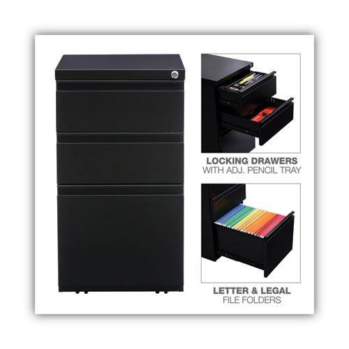 File Pedestal with Full-Length Pull, Left or Right, 3-Drawers: Box/Box/File, Legal/Letter, Black, 14.96" x 19.29" x 27.75". Picture 4