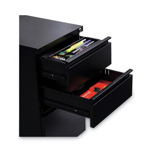 File Pedestal with Full-Length Pull, Left or Right, 3-Drawers: Box/Box/File, Legal/Letter, Black, 14.96" x 19.29" x 27.75". Picture 5