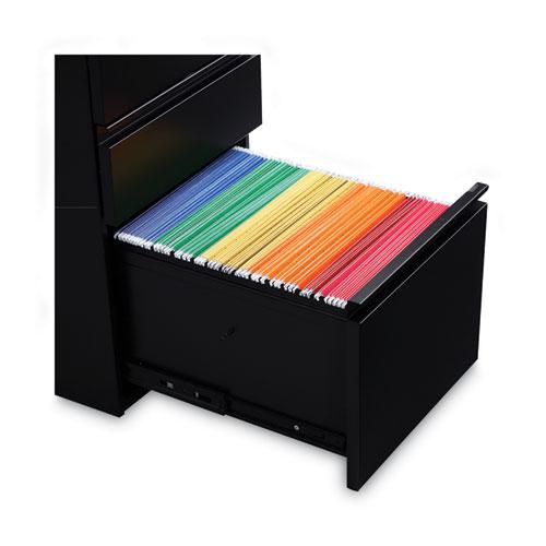 File Pedestal with Full-Length Pull, Left or Right, 3-Drawers: Box/Box/File, Legal/Letter, Black, 14.96" x 19.29" x 27.75". Picture 6