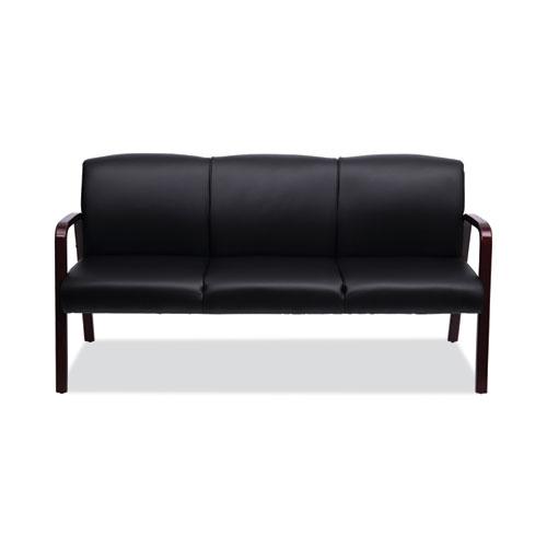 Alera Reception Lounge WL 3-Seat Sofa, 65.75w x 26d.13 x 33h, Black/Mahogany. Picture 2