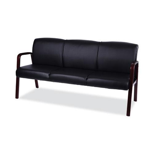 Alera Reception Lounge WL 3-Seat Sofa, 65.75w x 26d.13 x 33h, Black/Mahogany. Picture 3