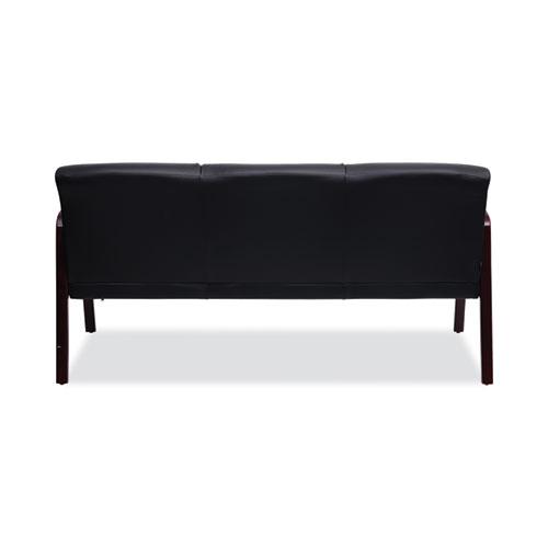 Alera Reception Lounge WL 3-Seat Sofa, 65.75w x 26d.13 x 33h, Black/Mahogany. Picture 4
