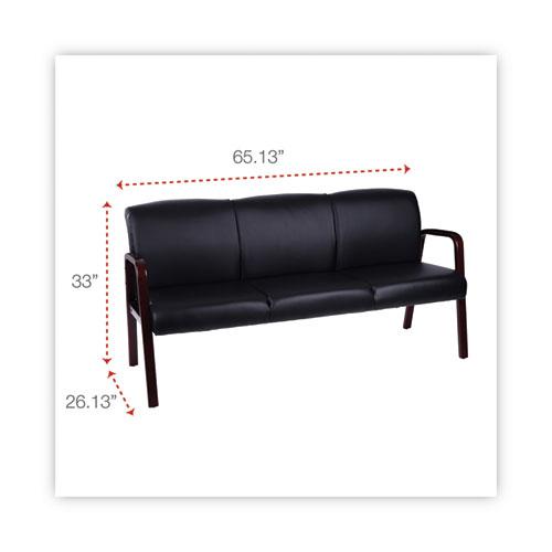 Alera Reception Lounge WL 3-Seat Sofa, 65.75w x 26d.13 x 33h, Black/Mahogany. Picture 6