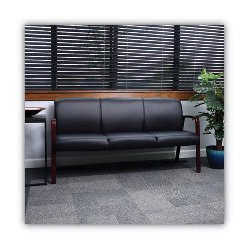 Alera Reception Lounge WL 3-Seat Sofa, 65.75w x 26d.13 x 33h, Black/Mahogany. Picture 7