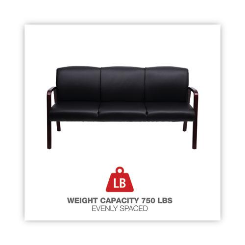 Alera Reception Lounge WL 3-Seat Sofa, 65.75w x 26d.13 x 33h, Black/Mahogany. Picture 8