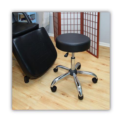 Height Adjustable Lab Stool, Backless, Supports Up to 275 lb, 19.69" to 24.80" Seat Height, Black Seat, Chrome Base. Picture 5
