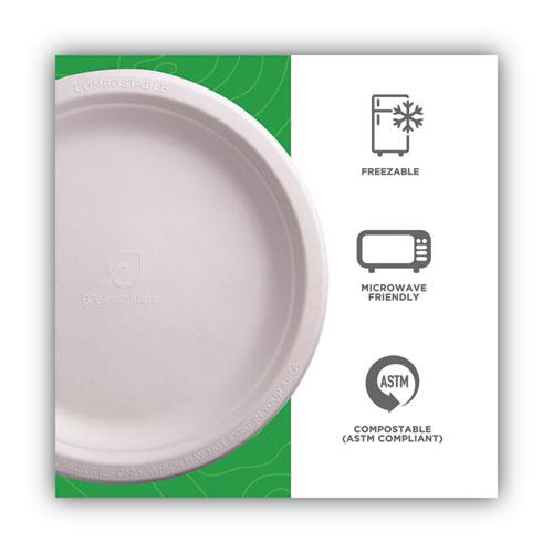 Renewable and Compostable Sugarcane Plates, 9" dia, Natural White, 50/Packs. Picture 4
