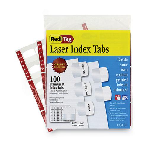 Laser Printable Index Tabs, 1/5-Cut, White, 1.13" Wide, 100/Pack. Picture 6