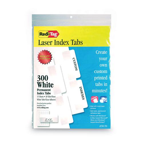 Laser Printable Index Tabs, 1/5-Cut, White, 2" Wide, 300/Pack. The main picture.