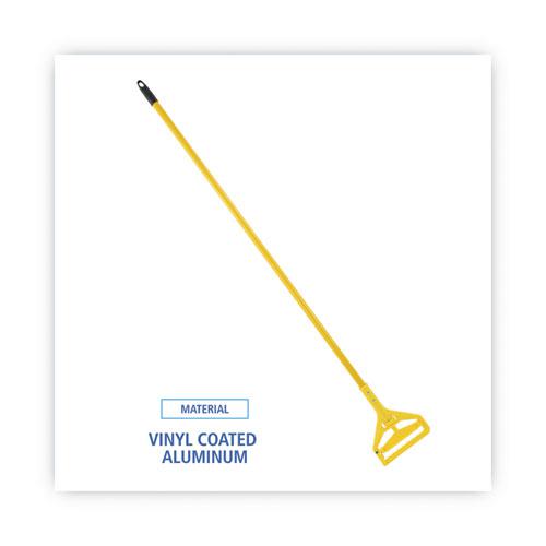 Quick Change Side-Latch Plastic Mop Head Handle, 60" Aluminum Handle, Yellow. Picture 3