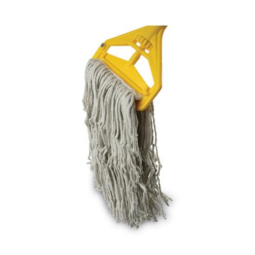 Quick Change Side-Latch Plastic Mop Head Handle, 60" Aluminum Handle, Yellow. Picture 7