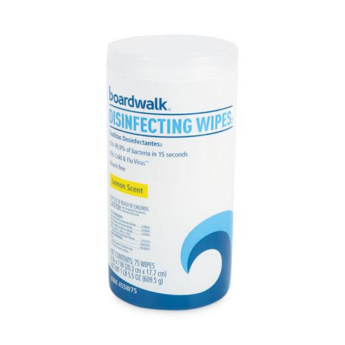 Disinfecting Wipes, 7 x 8, Lemon Scent, 75/Canister, 12 Canisters/Carton. Picture 2